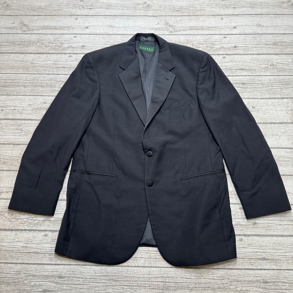 Lauren Ralph Lauren Blazer Mens 42R Black Wool Two Button Formal Tuxedo Tailored